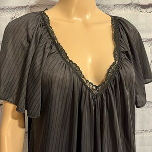 Vintage Elana Black Nightgown One Size